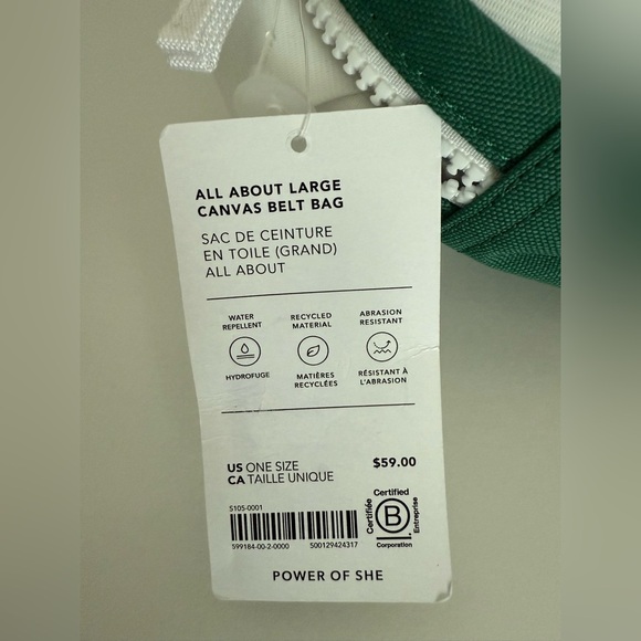 Athleta All About Large Canvas Belt Bag Green & White - Picture 8 of 8
